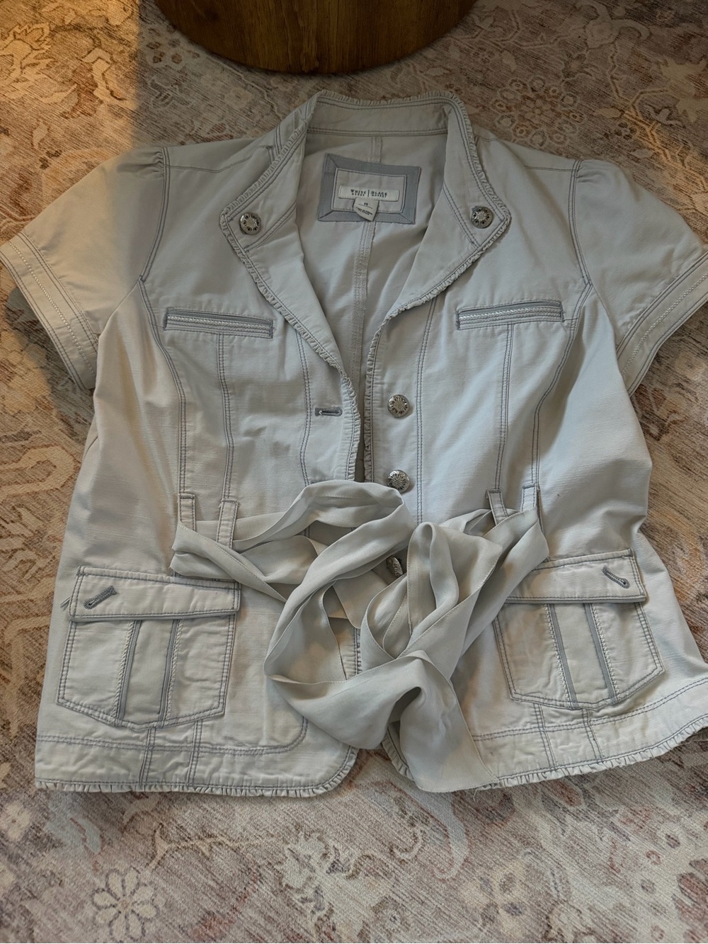 Light Gray Short-Sleeve Utility Jacket with Tie Belt

White House Black Market